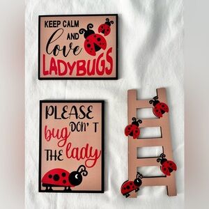 NEW Ladybug Wooden Craft Decor 4x5 – Set of 3